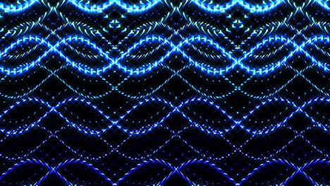 las líneas brillantes brillantes establecen un movimiento de onda azul, colorido, sobre un fondo negro