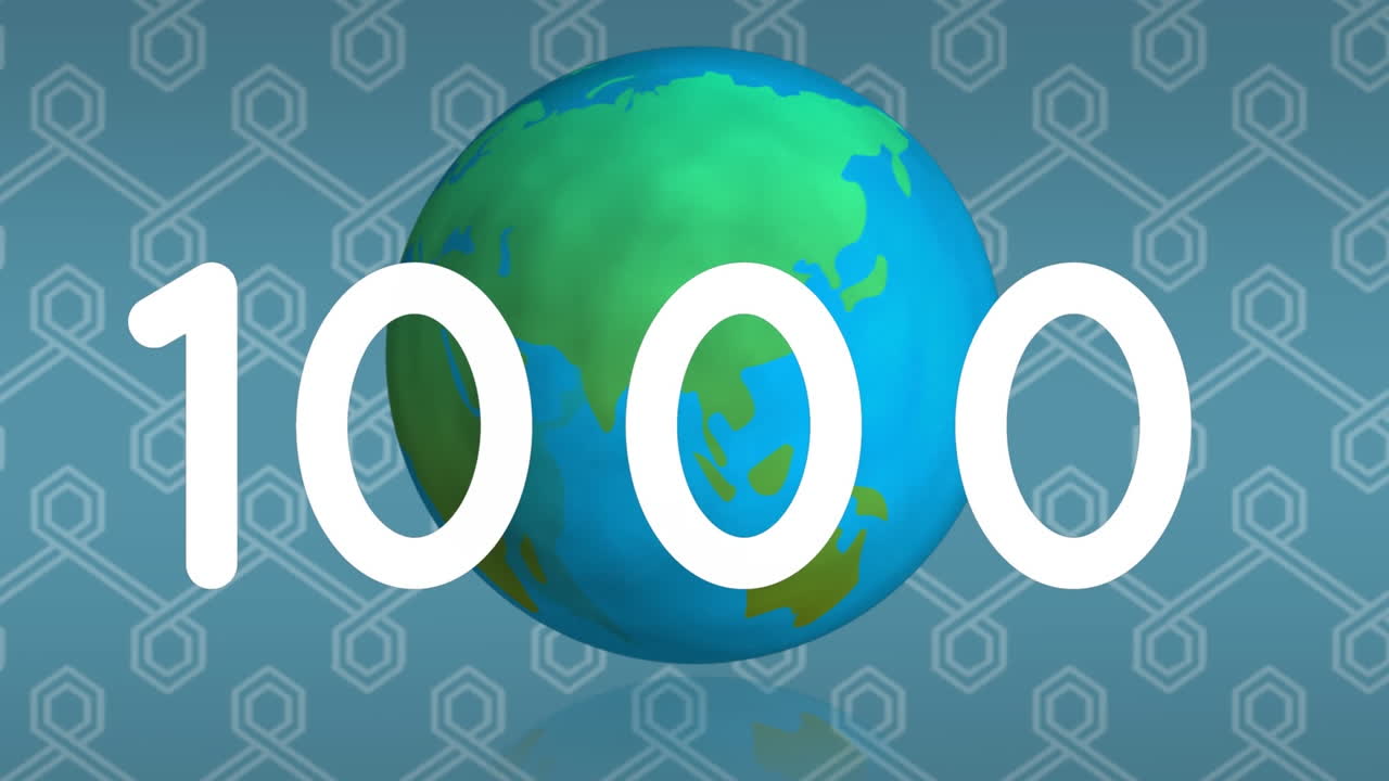 animación de procesamiento de números sobre globo y patrón