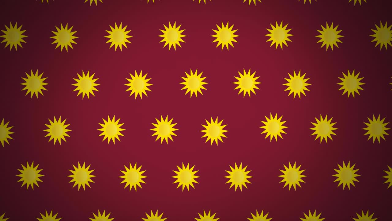 animación de múltiples soles moviéndose sobre un fondo rojo