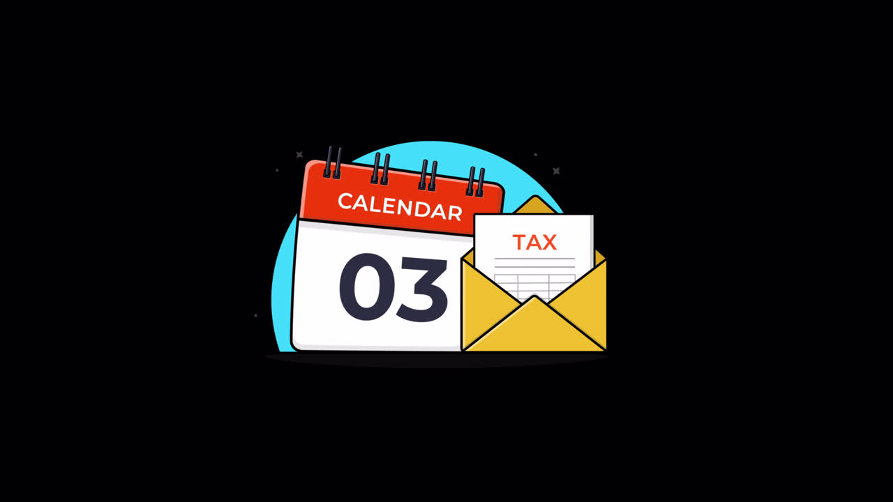 Animeret kalender med skattedokument og konvolut
