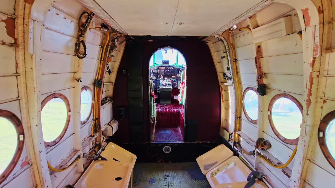 Soviet aircraft interior and cockpit shown in cinematic slow motion flythrough