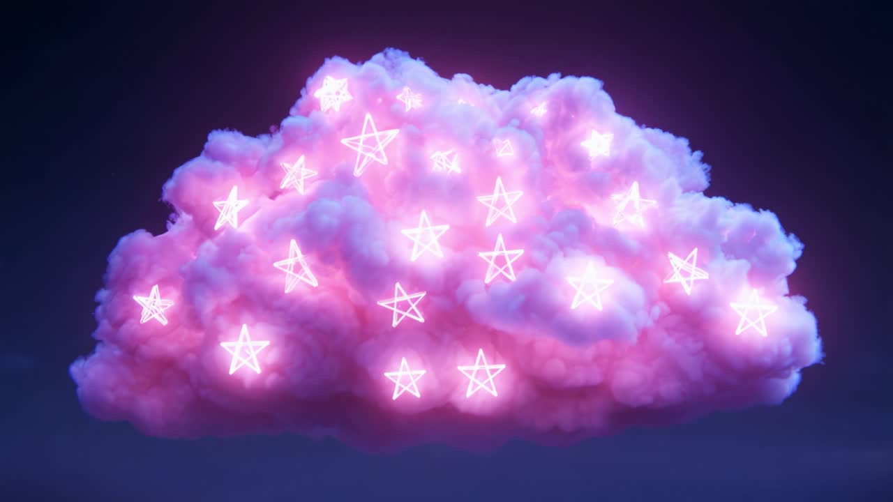 A Dreamy Starry Cloud Illuminated by Sparkling Lights: Mesmerizing Pink and Purple Hues Create a Magical Atmosphere in the Night Sky, Inviting Imagination and Wonder