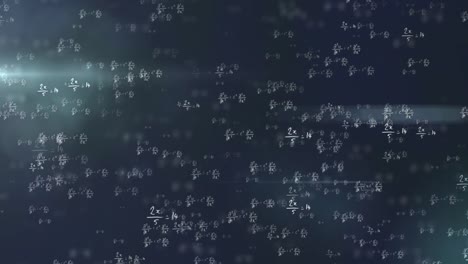 animation of mathematical formulae moving and flickering on dark blue background