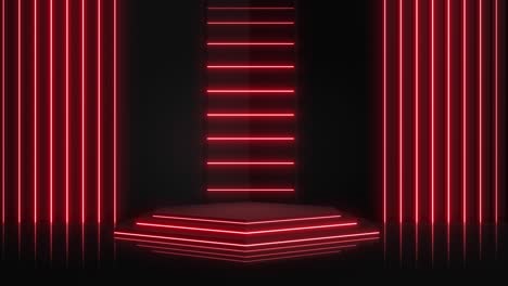 red neon lights product display