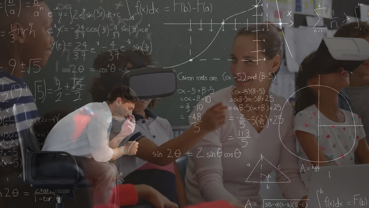 Animation of mathematical equations over diverse schoolchildren using vr headset