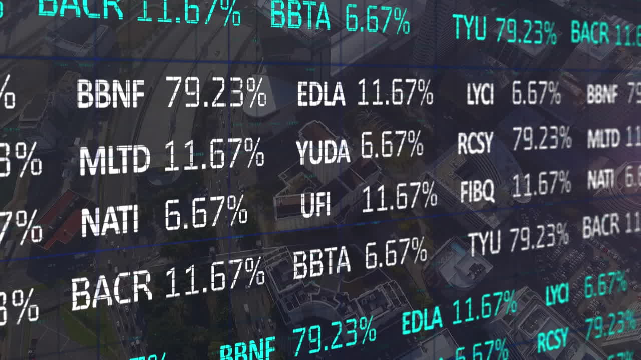 Animation of data processing over cityscape