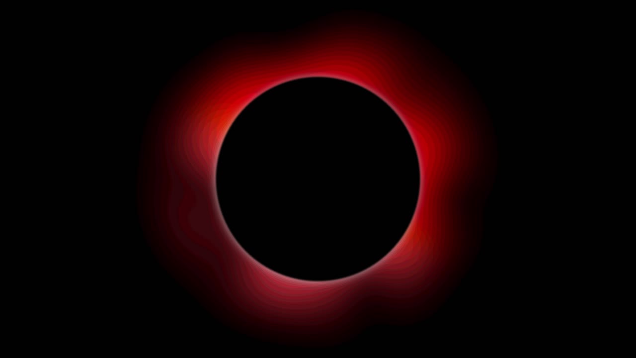 Posterized red abstract shining halo animation effect on a black background