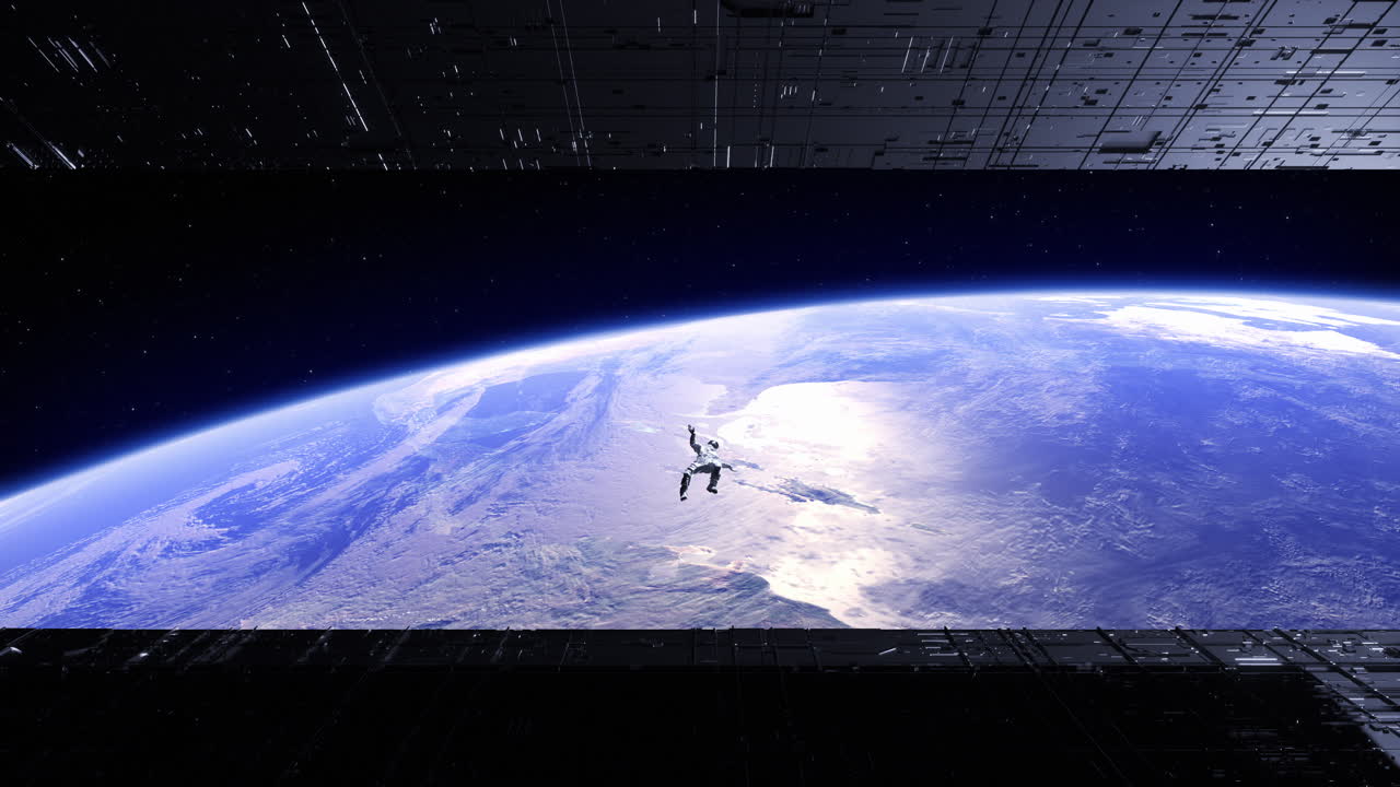 Astronaut Floating Above Earth in Space