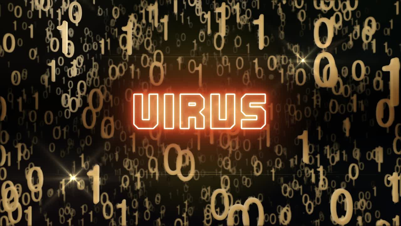 concepto de virus dorado con código digital