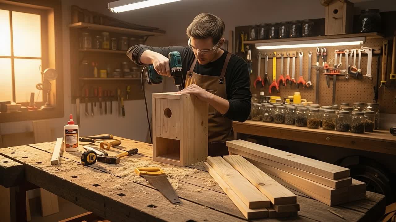 A Craftsperson Assembles a Wooden Project with Precision in a Well-Equipped Workshop, Demonstrating Exceptional Skills and Attention to Detail in Every Cut and Join