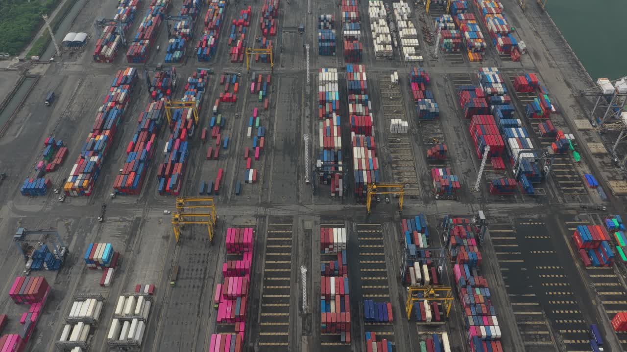 Aerial grid view of freight containers at major port facility in Jakarta