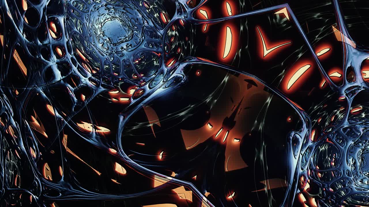 fondo de estilo cómic abstracto túnel de nido alienígena movimiento de morphing hipnótico. efecto visual de bucle sin fin 4k 3d título de animación de alta tecnología. animación realidad virtual ciencia ficción bucle alienígena anidado vj.