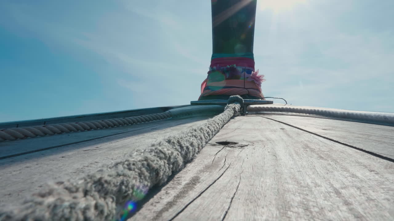 Close-up view of a Thai Longtail boat deck