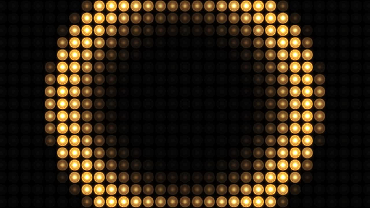 4K Loop background of gold Lights flashing spotlight wall stage led Animation.