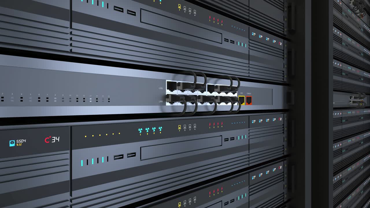 cerrar los racks de servidores en un centro de datos moderno. bucle sin fisuras.