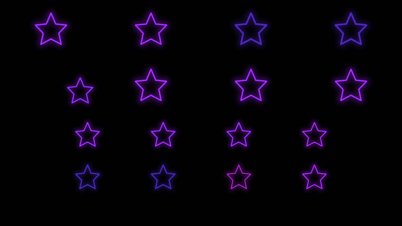 patrón de estrellas moradas pulsantes con luz de neón al estilo casino.