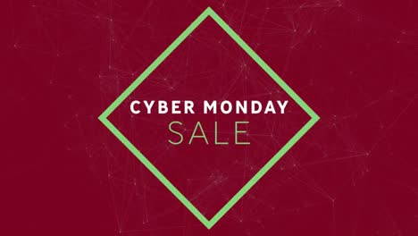 Animación-Del-Texto-De-Venta-Del-Cyber-Monday-A-Través-De-Redes-De-Conexiones.