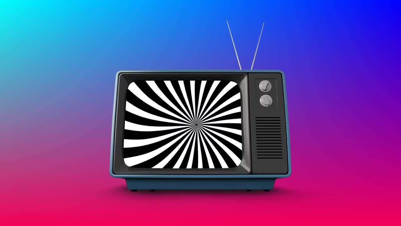 스크린 에 회전 하는 줄무 ⁇  가 있는 텔레비전