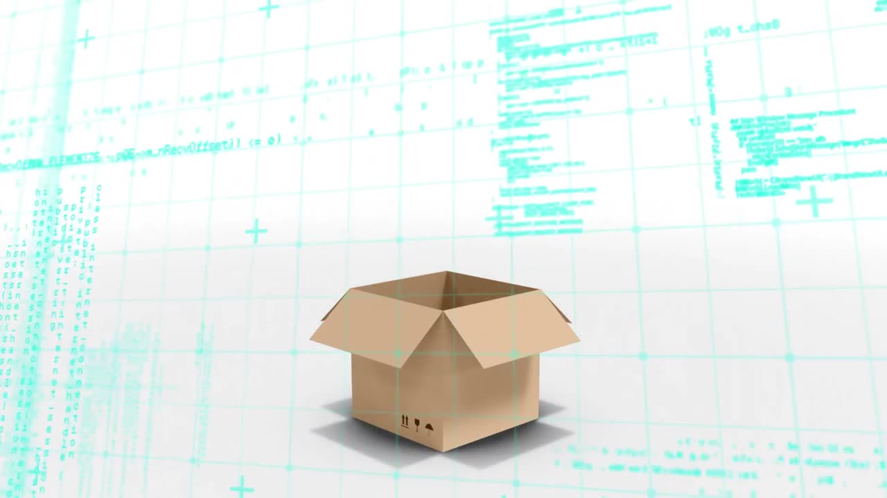 ⁇ 색 배경에 대한 그리드 네트워크 배달 상자 열기에 대한 데이터 처리