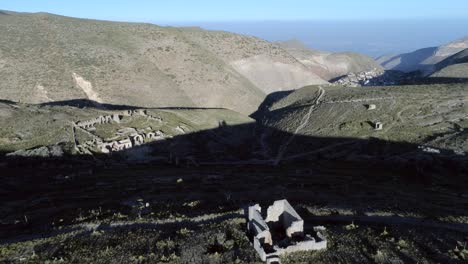 Aerial-wide-shot-of-the-Pueblo-Fantasma-and-Real-de-Catorce-town-,-San-Luis-Potosi,-Mexico