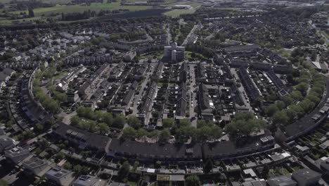 distinctive residential neighborhood leesten in suburbs of zutphen with distinct shape