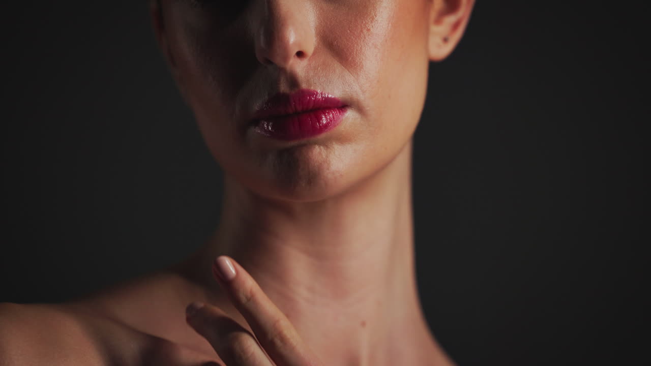 Portrait of a woman with red lipstick