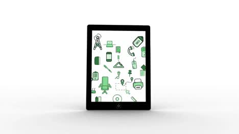 tableta que se aleja con los iconos