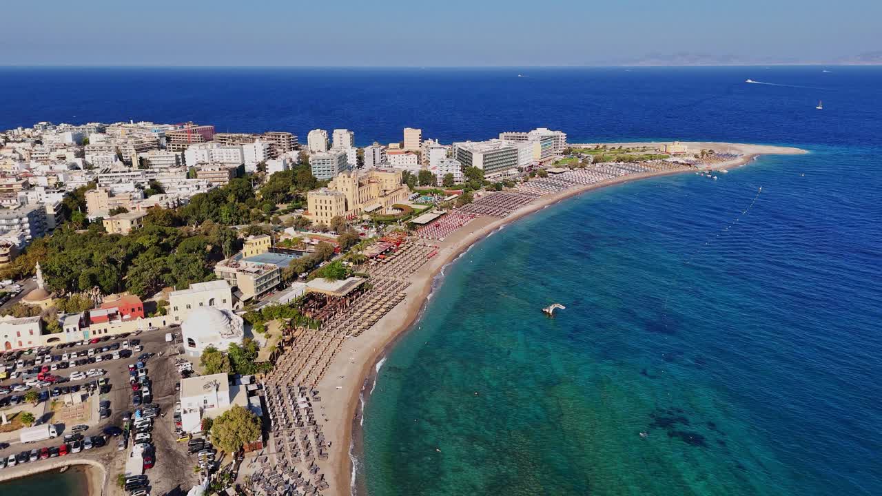 Aerial View of a Beach Resort with City Buildings