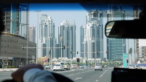 dubai cityscape view from a car