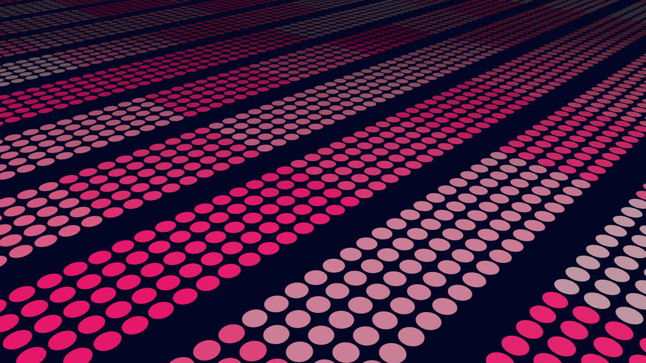 Dynamic hexagonal pattern striking red dots floating on black