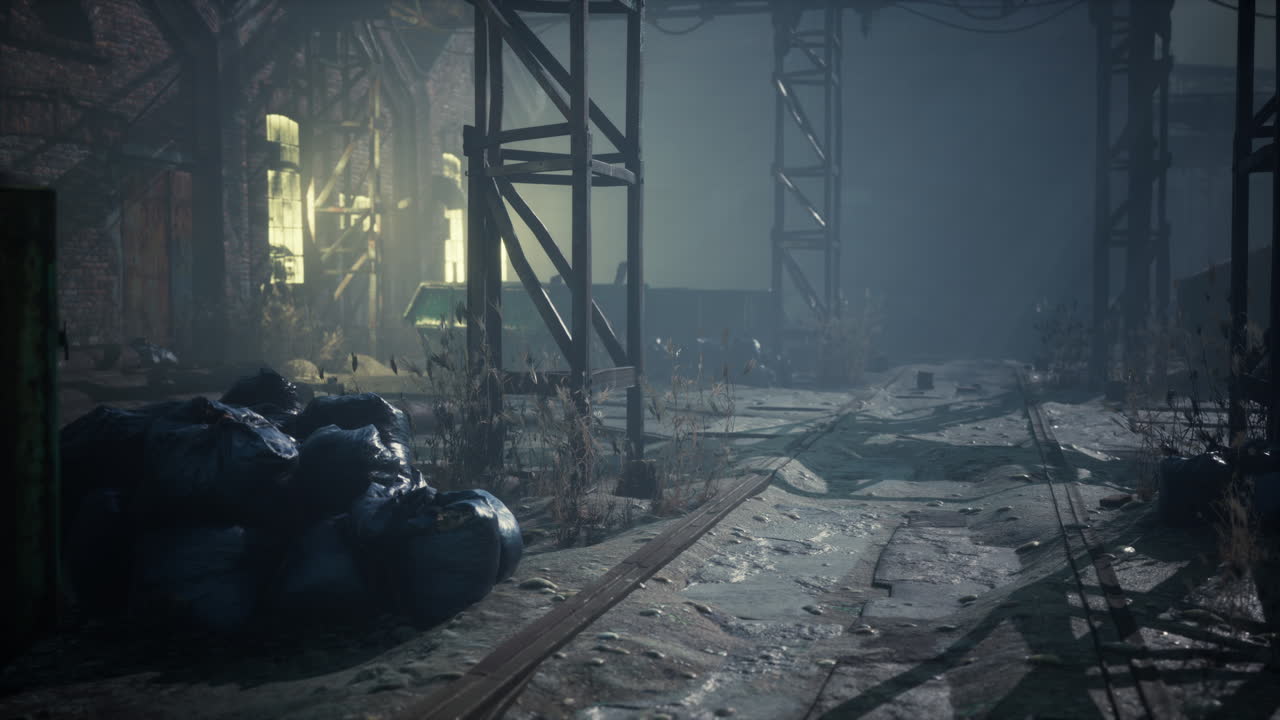 밤에 무서운 버려진 공장