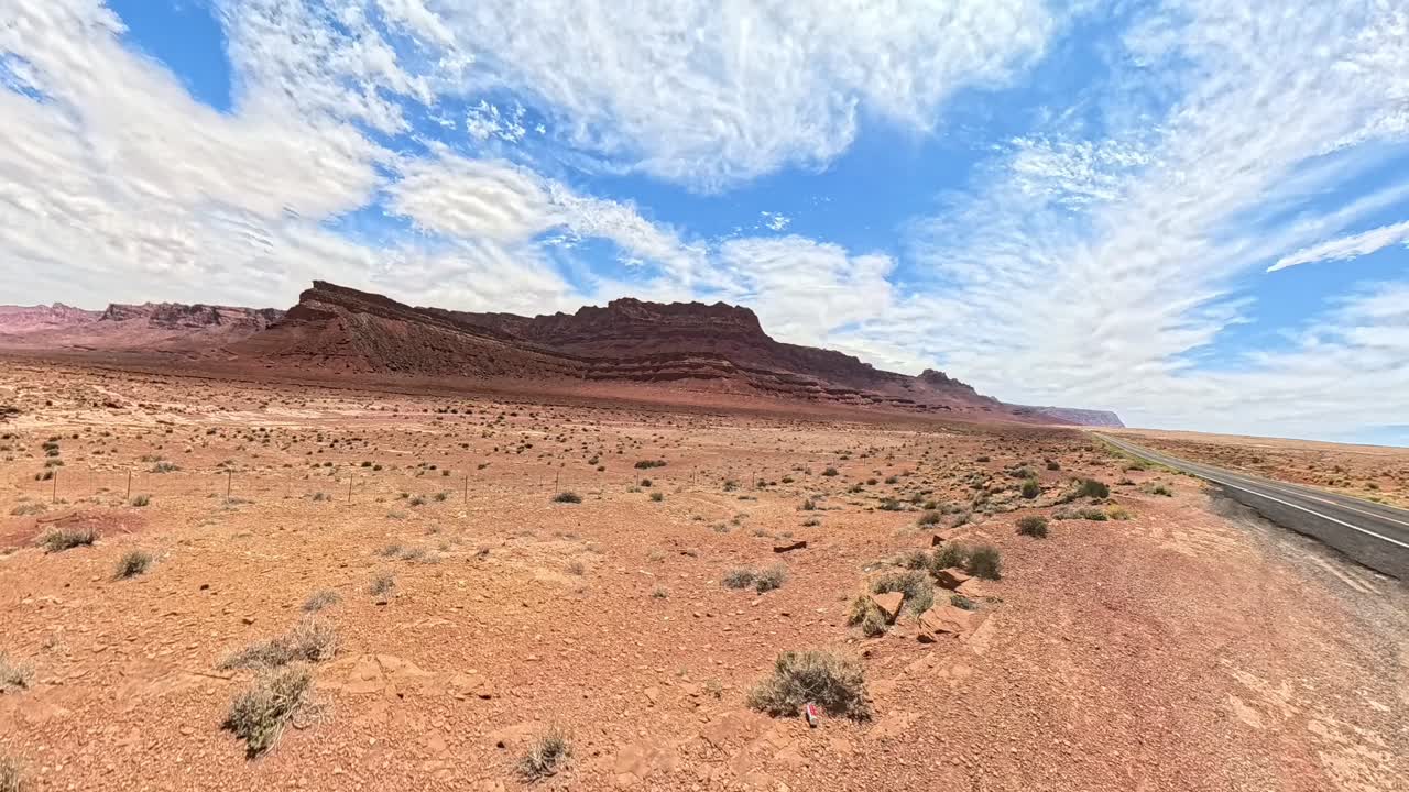 Time lapse of a freeway in red rock desert of Arizona