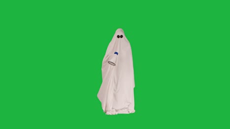 ghost with megaphone on green screen