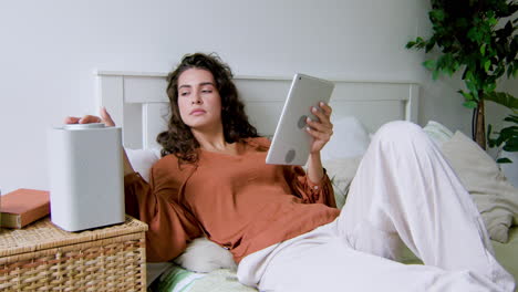 caucasian woman lying on the bed