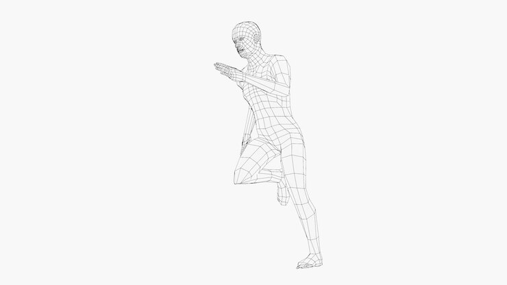 Wireframe uomo che corre, senza soluzione di continuità