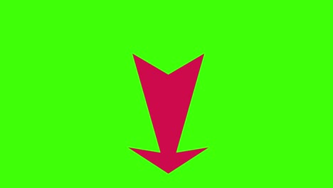 animated red arrow-shaped icon popping up on a green screen