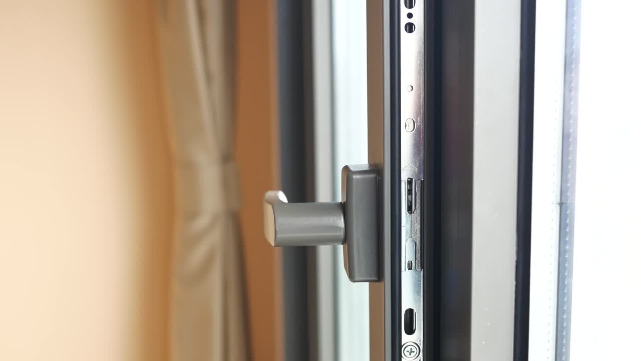 Close-up of a Modern Aluminum Sliding Window and Door Handle