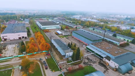 sky view industrial buildings in factory. buildings on industrial plant
