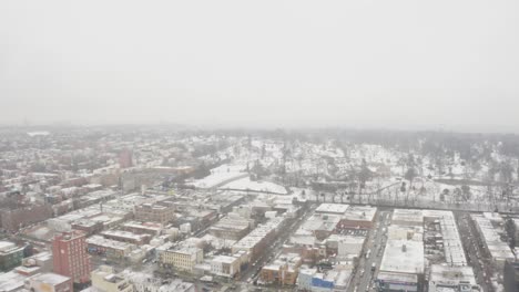 suburban brooklyn in the winter storm aerial 4k new york