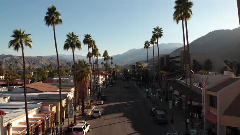 Aerial-view-of-Palm-Canyon-Dr-in-California-on-a-sunny-evening