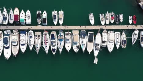 aerial view of boats in marina