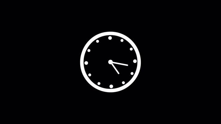 Animated White Clock Icon on Black Background