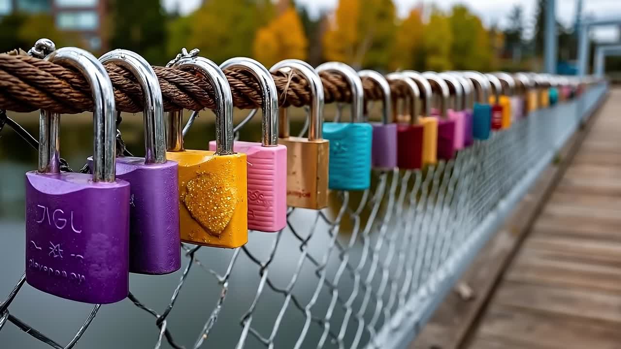 A bunch of padlocks attached to a chain link fence