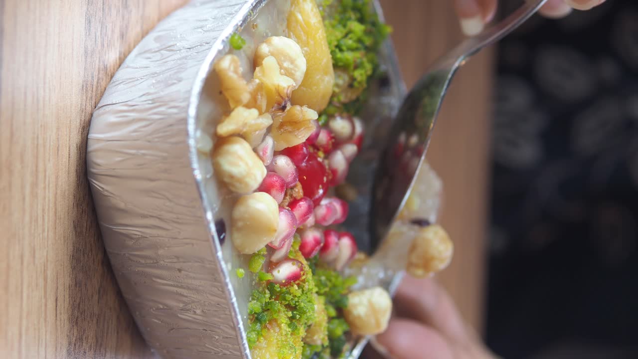 Ashure Dessert with Spoon