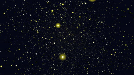 star fields with flying colorful dust and glitters in dark galaxy
