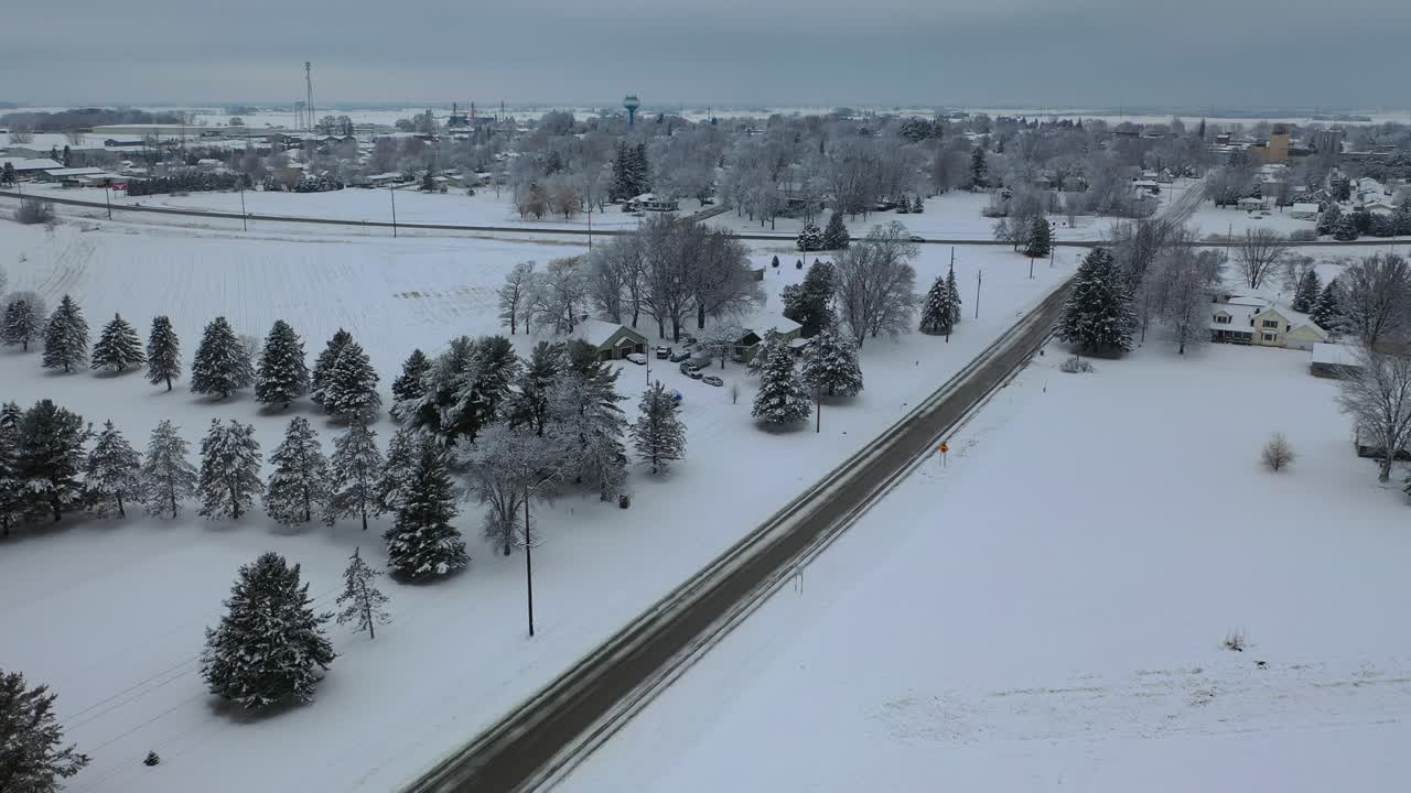 눈 인 도시 의 공중 풍경