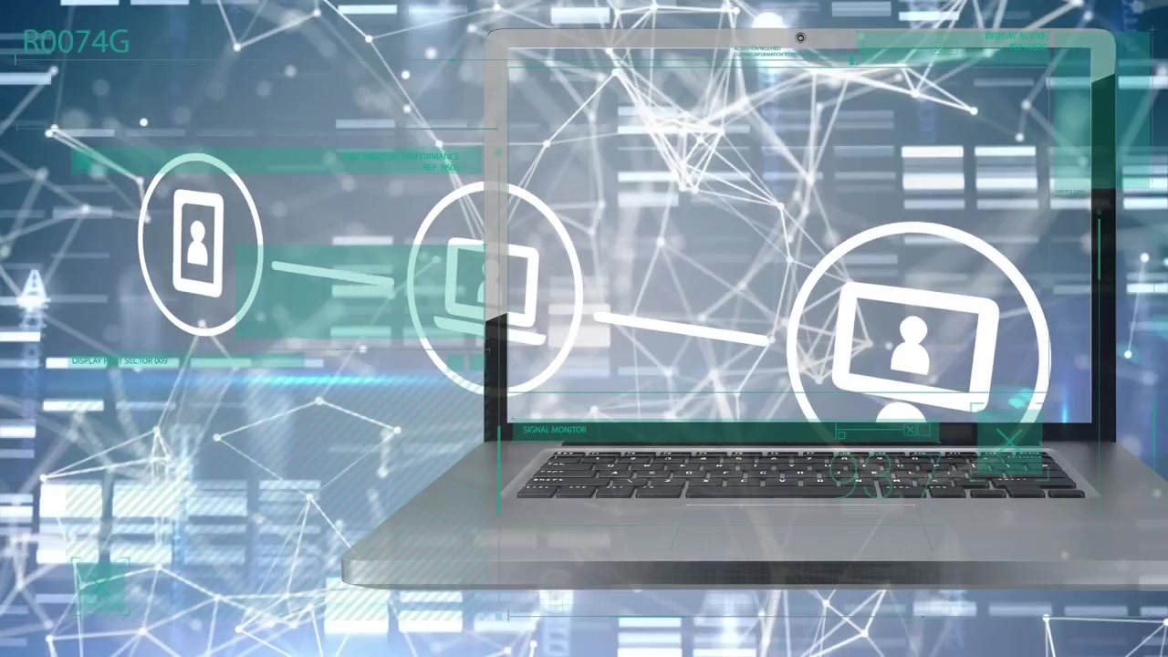 Animation of network of connections over laptop