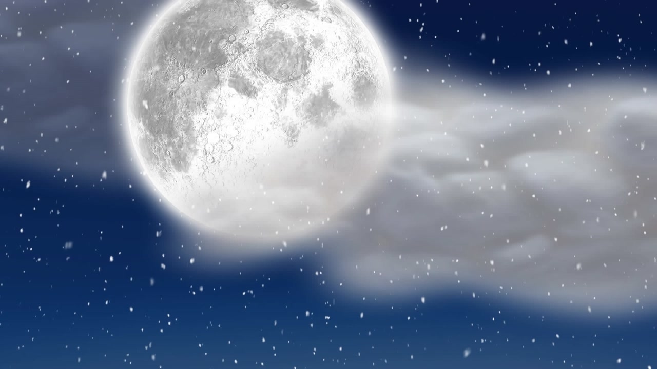 Animation of joy text over snow falling