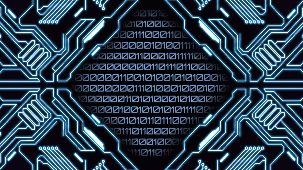 Neon Blue HUD Elements &amp;amp;amp; Numbers Radiate on Digital Screen
