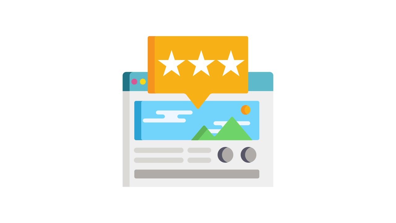 Animated Web Browser Displaying Three Star Rating